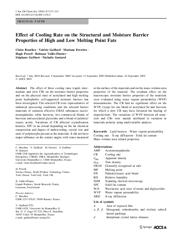 (PDF) Effect of Cooling Rate on the Structural and Moisture Barrier ...