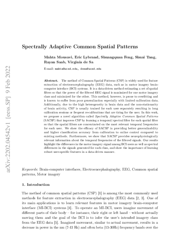 (PDF) Spectrally Adaptive Common Spatial Patterns