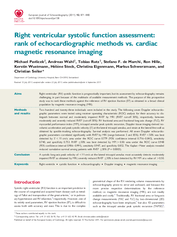 (PDF) Right ventricular systolic function assessment: rank of ...