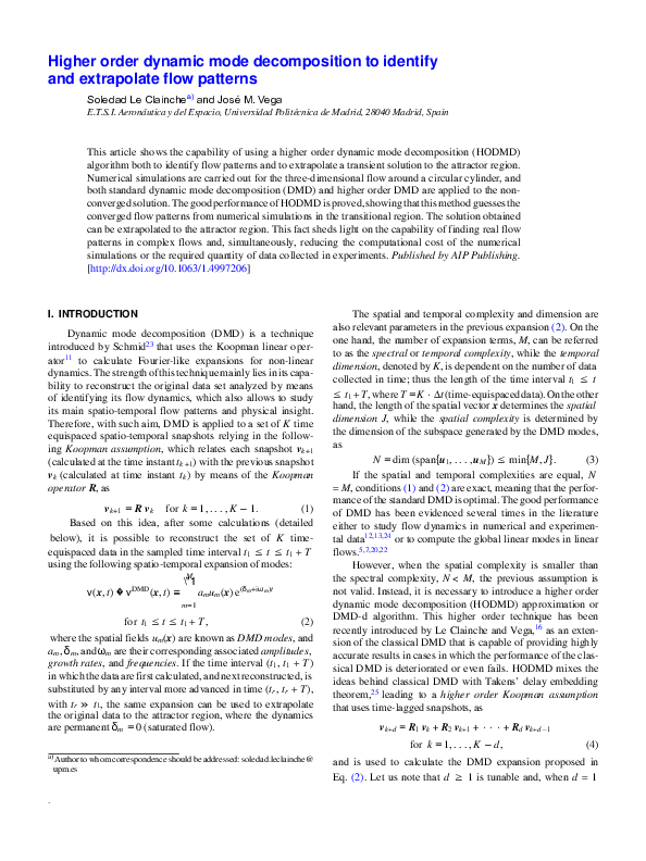 (PDF) Higher order dynamic mode decomposition to identify and ...