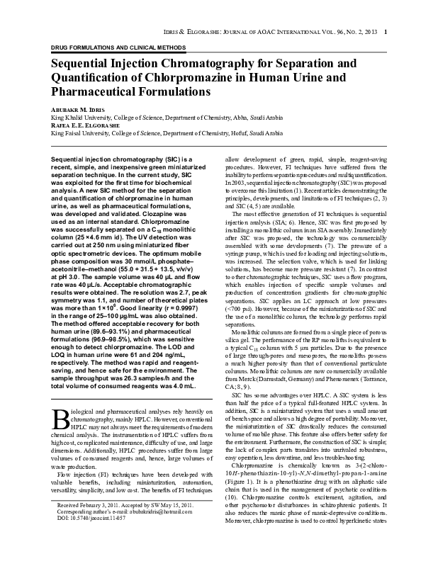 (PDF) Sequential Injection Chromatography for Separation and ...