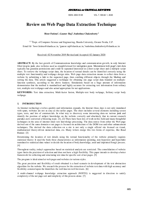 (PDF) Review on Web Page Data Extraction Technique