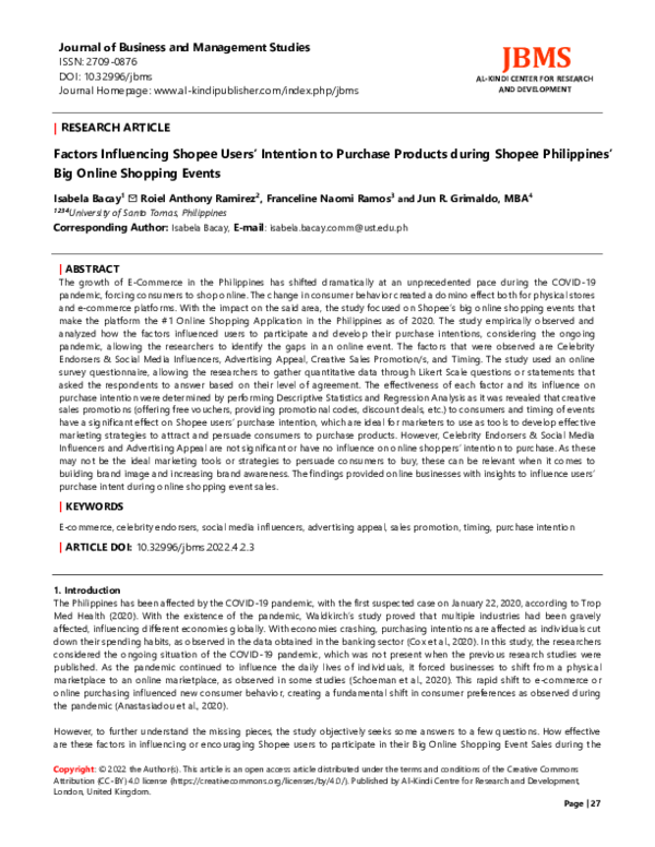 (PDF) Factors Influencing Shopee Users’ Intention to Purchase Products ...