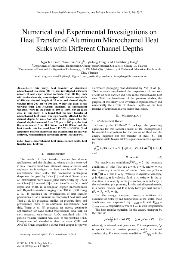 (PDF) Numerical and Experimental Investigations on Heat Transfer of ...