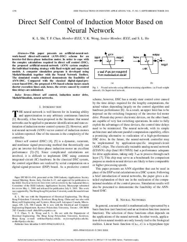 (PDF) Direct self control of induction motor based on neural network