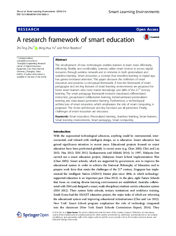 (PDF) A research framework of smart education