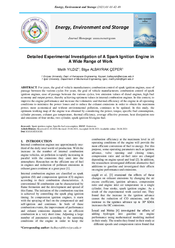 (PDF) Detailed Experimental Investigation of A Spark Ignition Engine in ...