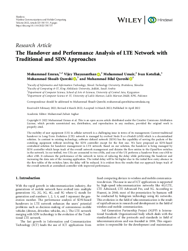 (PDF) The Handover and Performance Analysis of LTE Network with ...