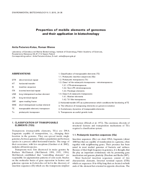 (PDF) Properties of mobile elements of genomes and their application in ...