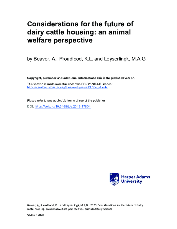 (PDF) Symposium review Considerations for the future of dairy cattle housing An animal welfare