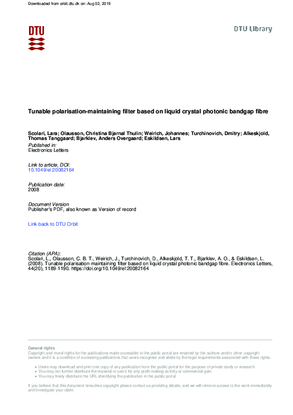 (PDF) Tunable polarisation-maintaining filter based on liquid crystal ...
