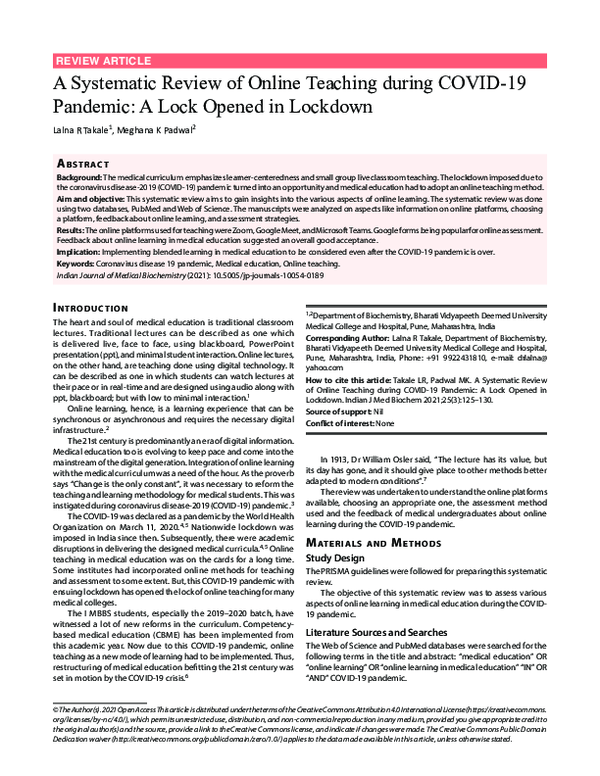 (PDF) A Systematic Review of Online Teaching during COVID-19 Pandemic ...
