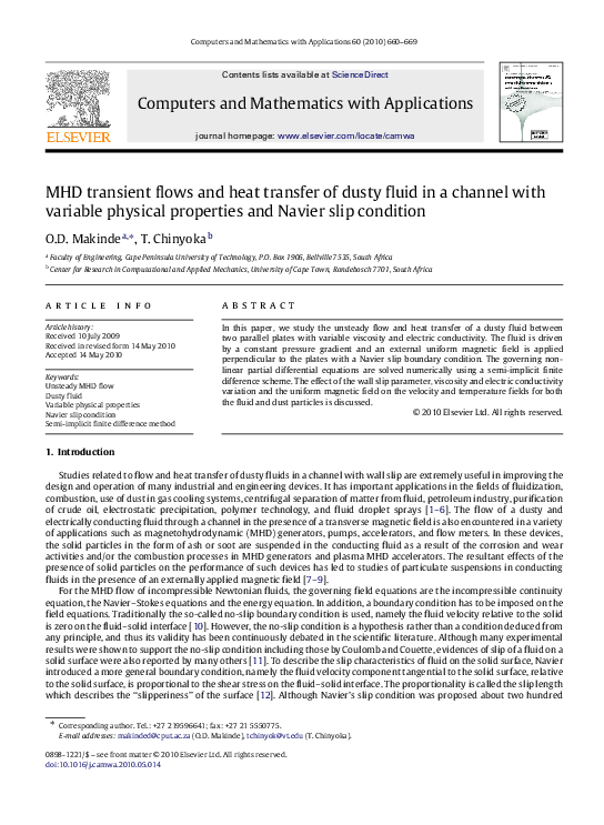 (PDF) MHD transient flows and heat transfer of dusty fluid in a channel ...