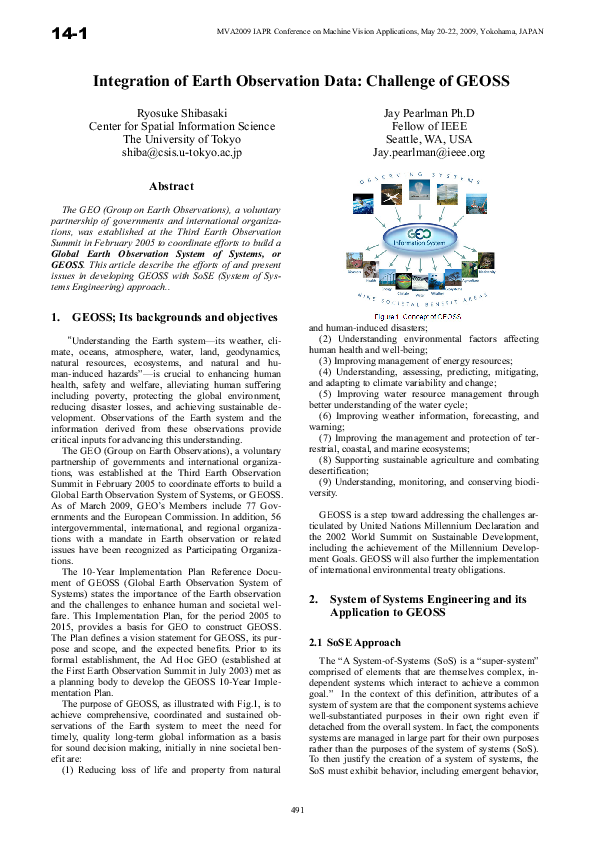 (PDF) Integration of Earth Observation Data: Challenge of GEOSS