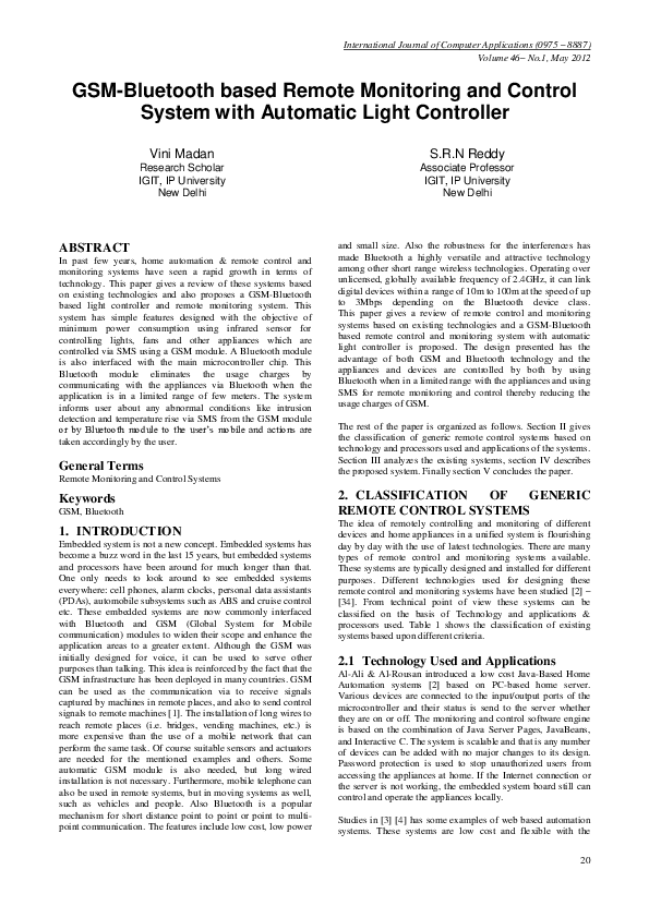 (PDF) GSM-Bluetooth based Remote Monitoring and Control System with ...