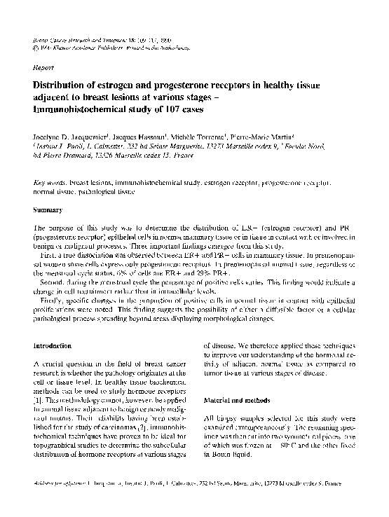 (PDF) Distribution of estrogen and progesterone receptors in healthy ...