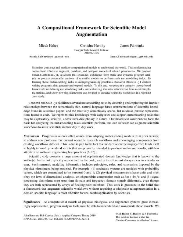 (PDF) A Compositional Framework for Scientific Model Augmentation