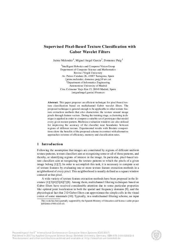 (PDF) Supervised Pixel-Based Texture Classification with Gabor Wavelet ...