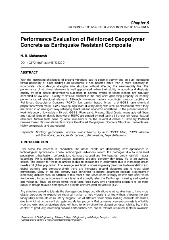 (PDF) Performance Evaluation of Reinforced Geopolymer Concrete as ...