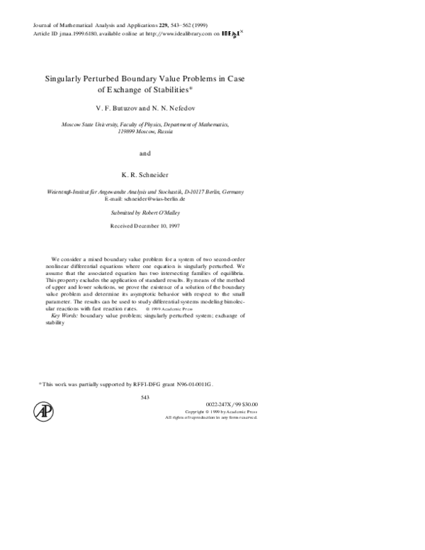 (PDF) Singularly perturbed boundary value problems for a class of ...