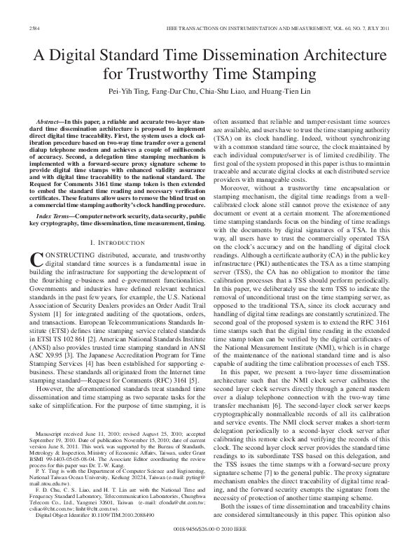 (PDF) A Digital Standard Time Dissemination Architecture for ...