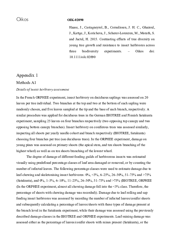 (PDF) Contrasting effects of tree diversity on young tree growth and ...