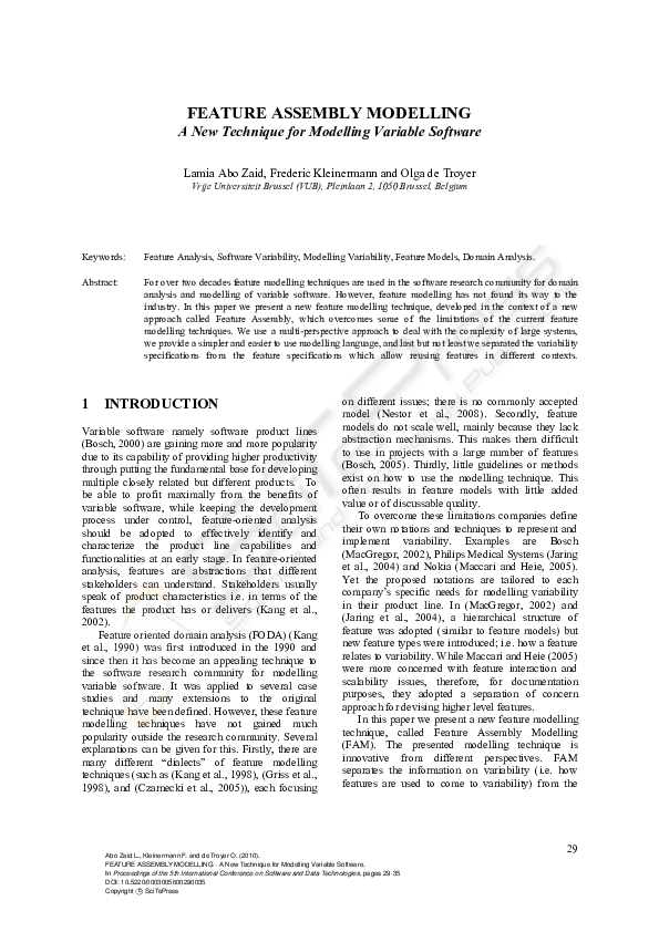 (PDF) FEATURE ASSEMBLY MODELLING - A New Technique for Modelling ...