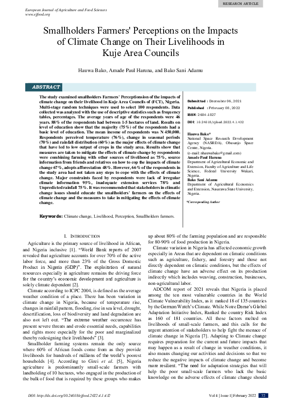 (PDF) Smallholders Farmers' Perceptions on the Impacts of Climate ...