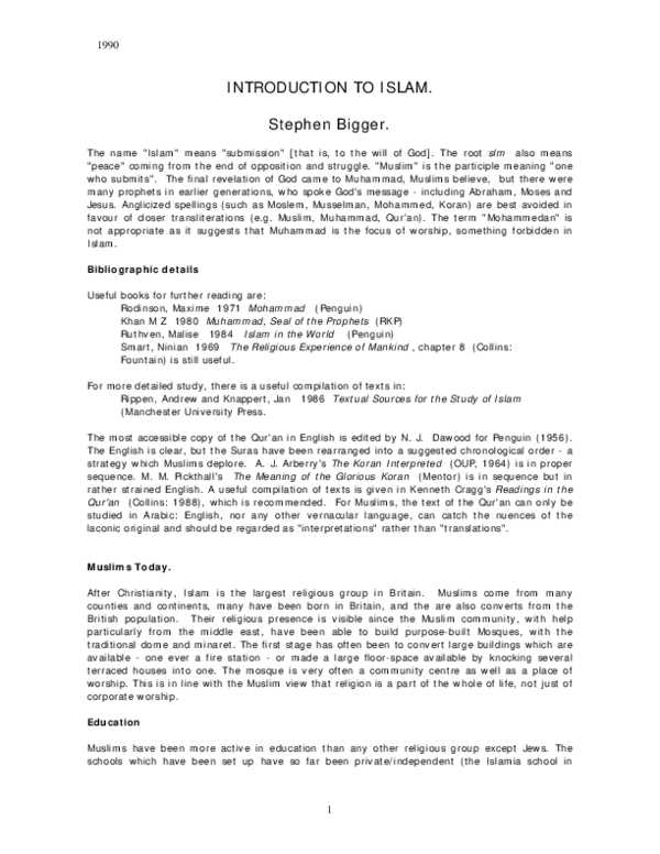 (PDF) Introduction to Islam
