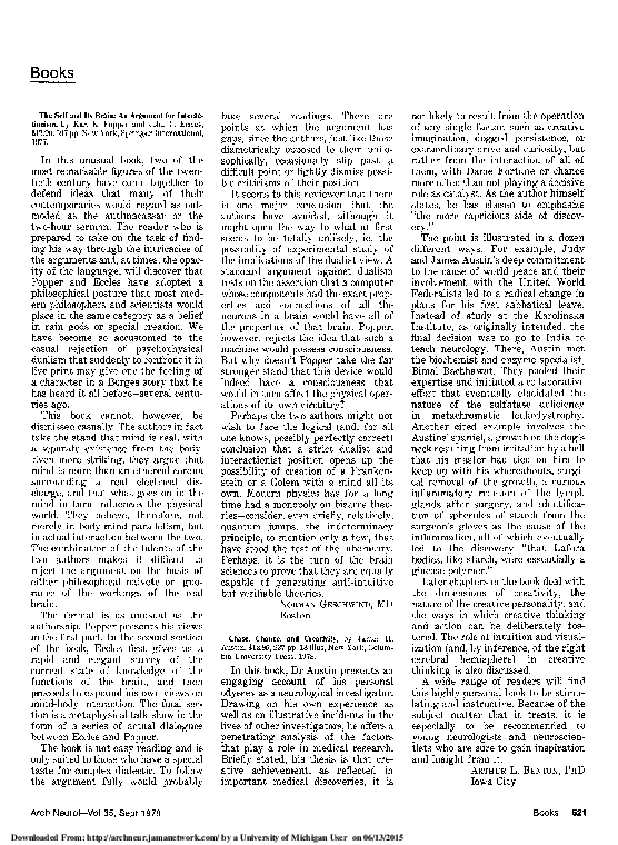 (PDF) The Self and Its Brain: An Argument for Interactionism