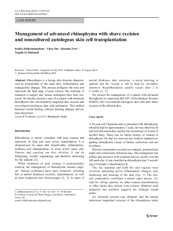 (PDF) Management of advanced rhinophyma with shave excision and ...