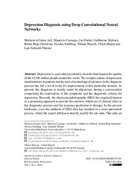 (PDF) Depression Diagnosis using Deep Convolutional Neural Networks