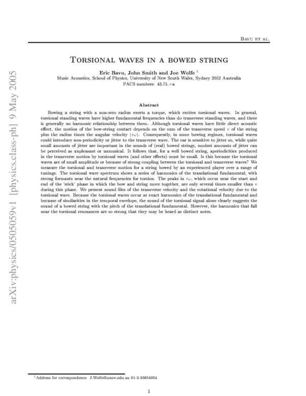 (PDF) Torsional waves in a bowed string