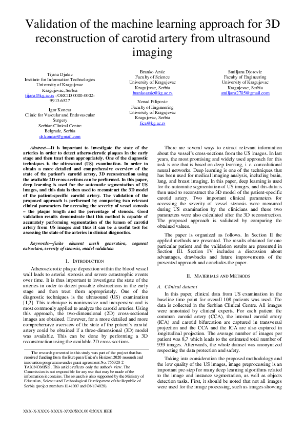 (PDF) Validation of the machine learning approach for 3D reconstruction ...