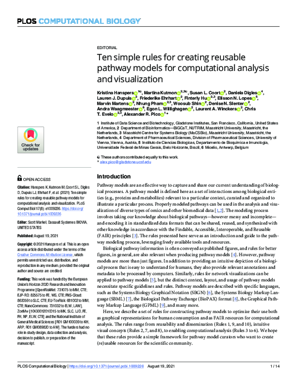 (PDF) Ten simple rules for creating reusable pathway models for ...