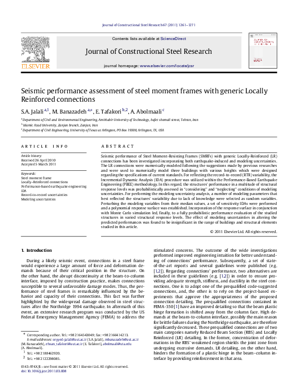 (PDF) Seismic performance assessment of steel moment frames with ...