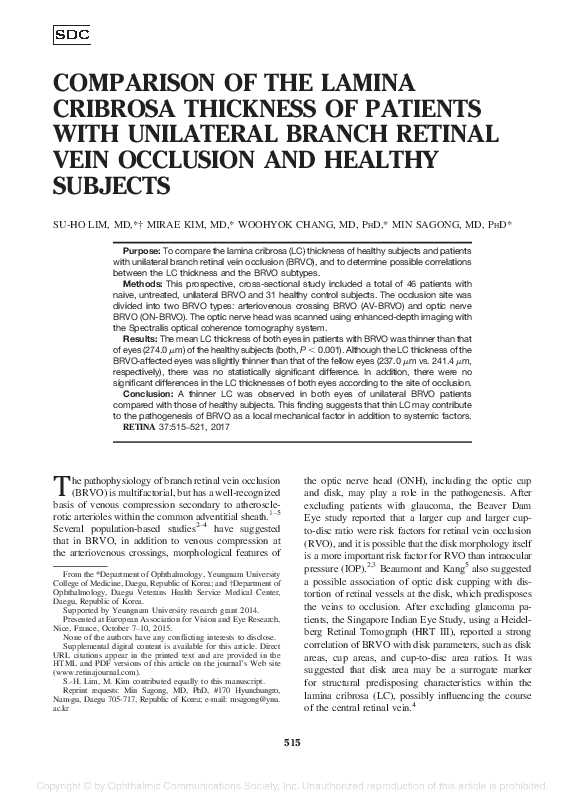 (PDF) Comparison of the lamina cribrosa thickness of patients with ...