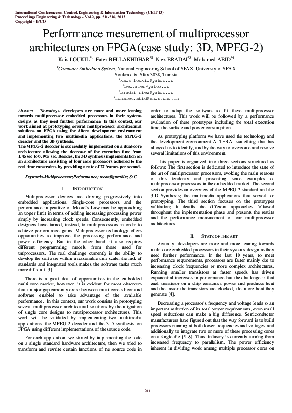 (PDF) Performance mesurement of multiprocessor architectures on FPGA ...