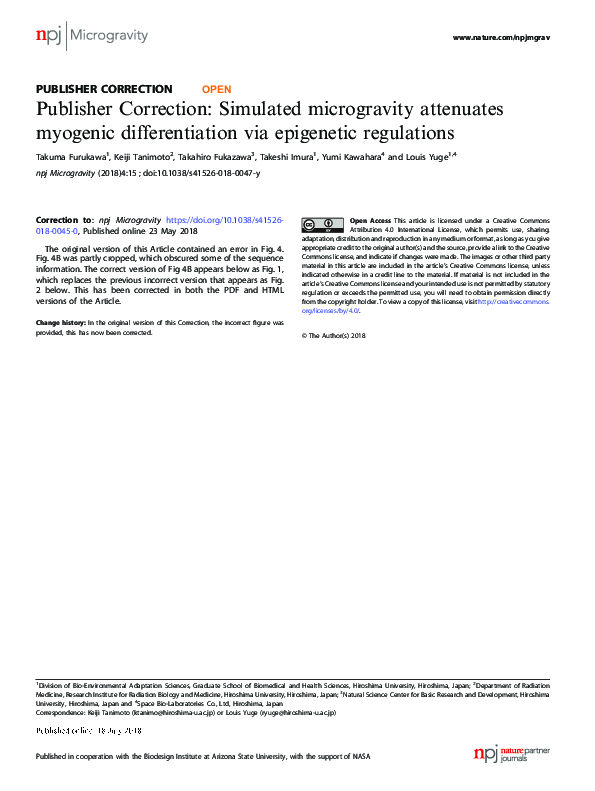 (PDF) Publisher Correction: Simulated microgravity attenuates myogenic ...