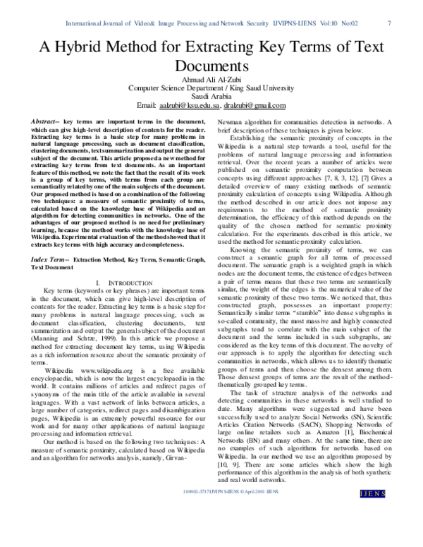 (PDF) A Hybrid Method for Extracting Key Terms of Text Documents