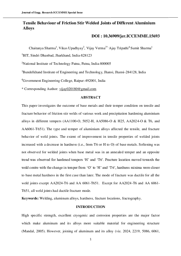 (PDF) Tensile Behaviour of Friction Stir Welded Joints of Different ...