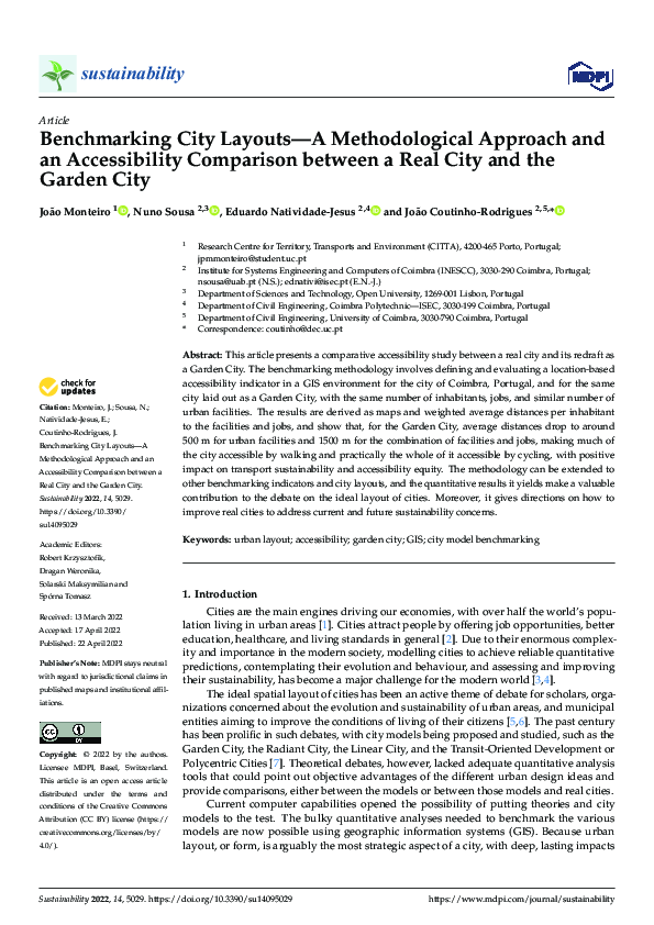 (PDF) Benchmarking City Layouts—A Methodological Approach and an ...