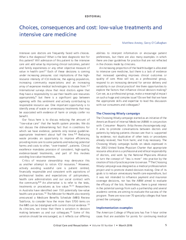 (PDF) Choices, consequences and cost: low-value treatments and ...
