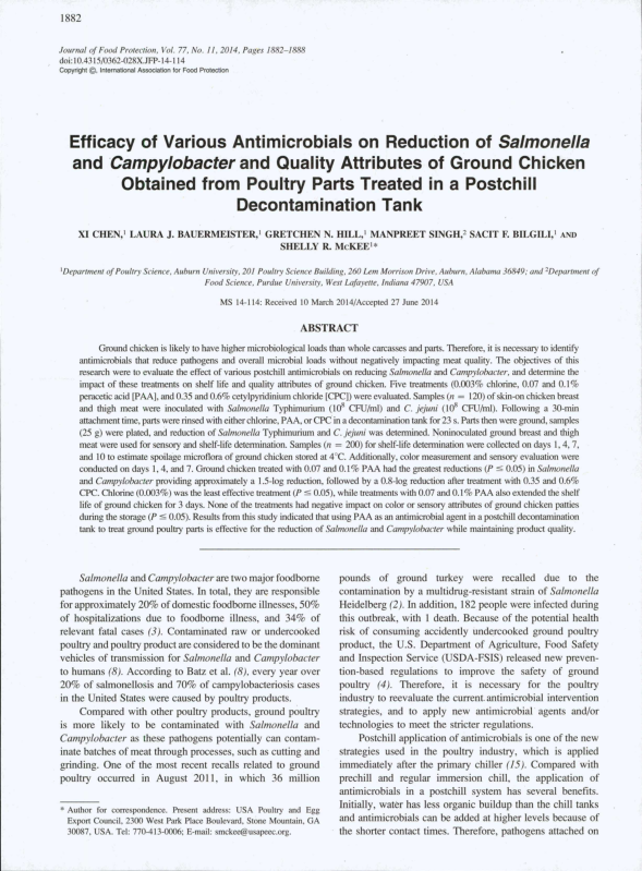 (PDF) Efficacy of various antimicrobials on reduction of salmonella and ...