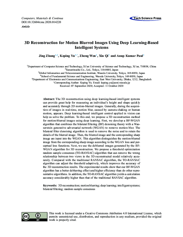 (PDF) 3D Reconstruction for Motion Blurred Images Using Deep Learning ...