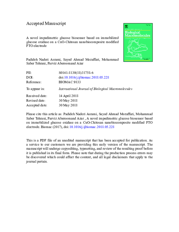(PDF) A novel impedimetric glucose biosensor based on immobilized ...