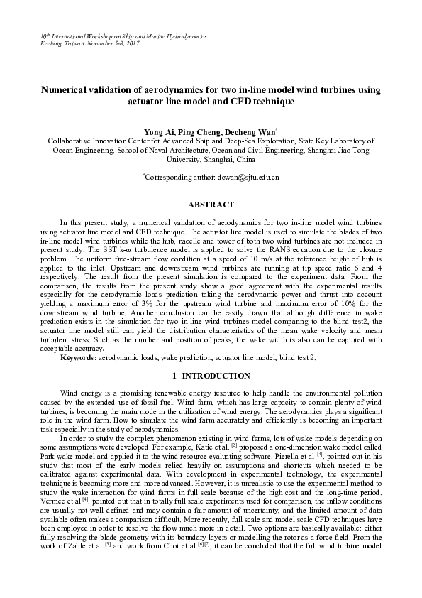 (PDF) Numerical validation of aerodynamics for two in-line model wind ...