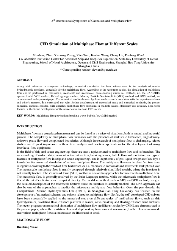Pdf Cfd Simulation Of Multiphase Flow At Different Scales Pdf Cfd Simulation Of Multiphase Flow At Different Scales