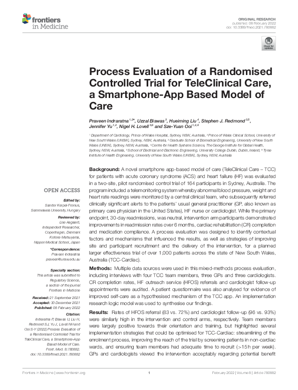 (PDF) Process Evaluation of a Randomised Controlled Trial for ...