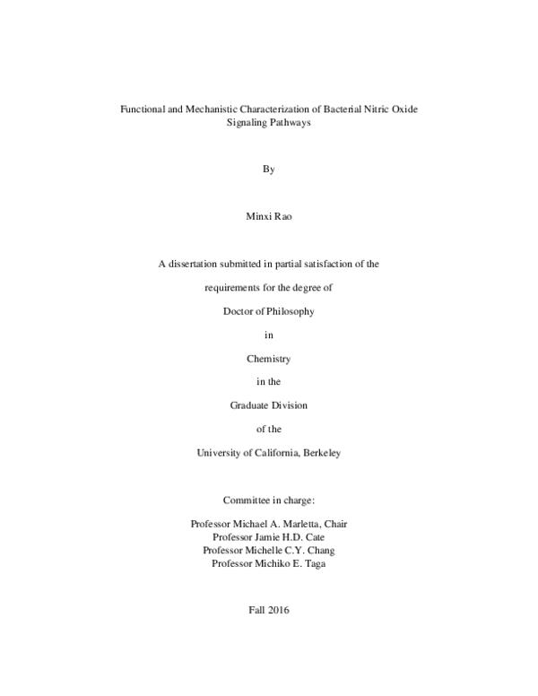 (PDF) Functional and Mechanistic Characterization of Bacterial Nitric ...